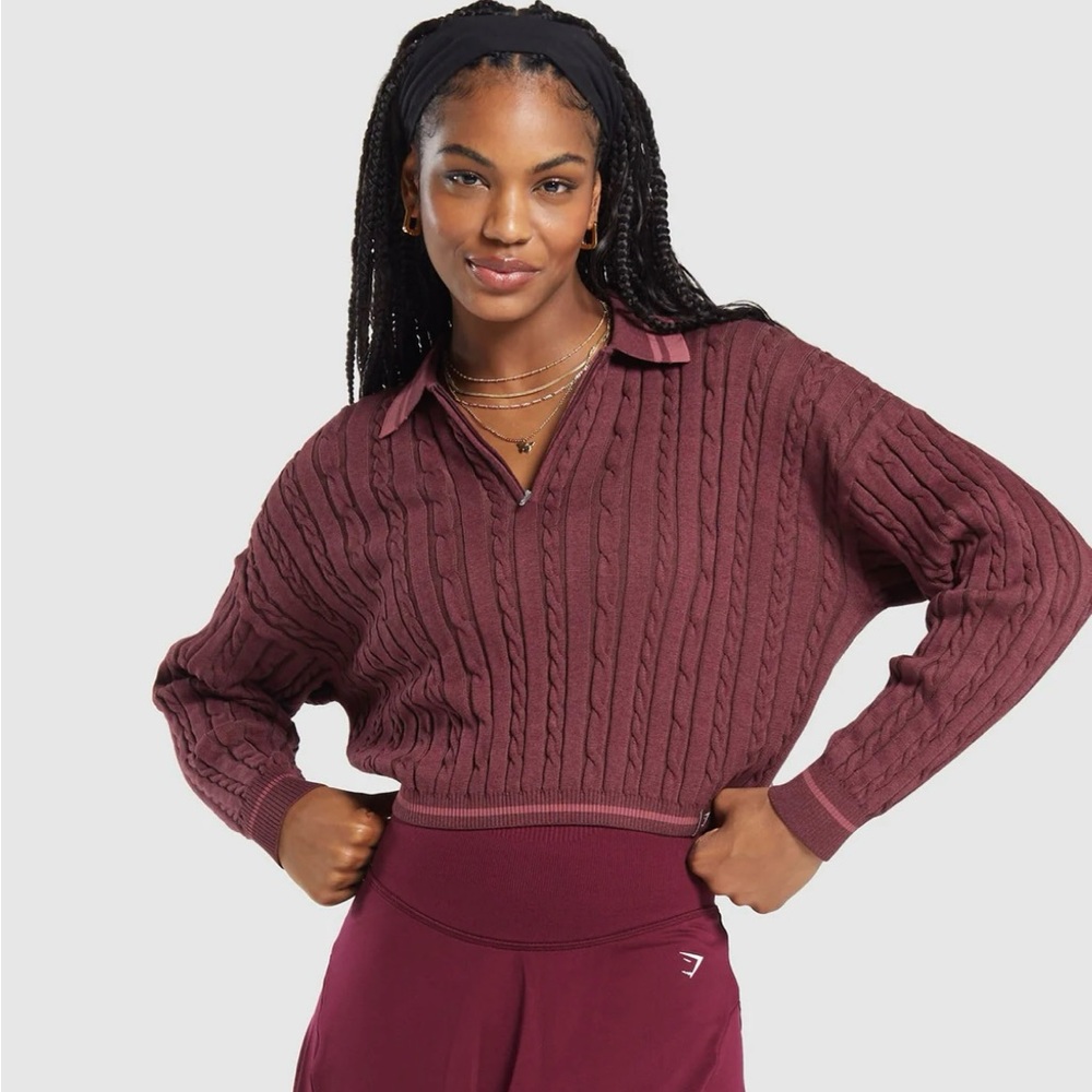 Gymshark Red Cowl Neck Sweater with Cozy Knit